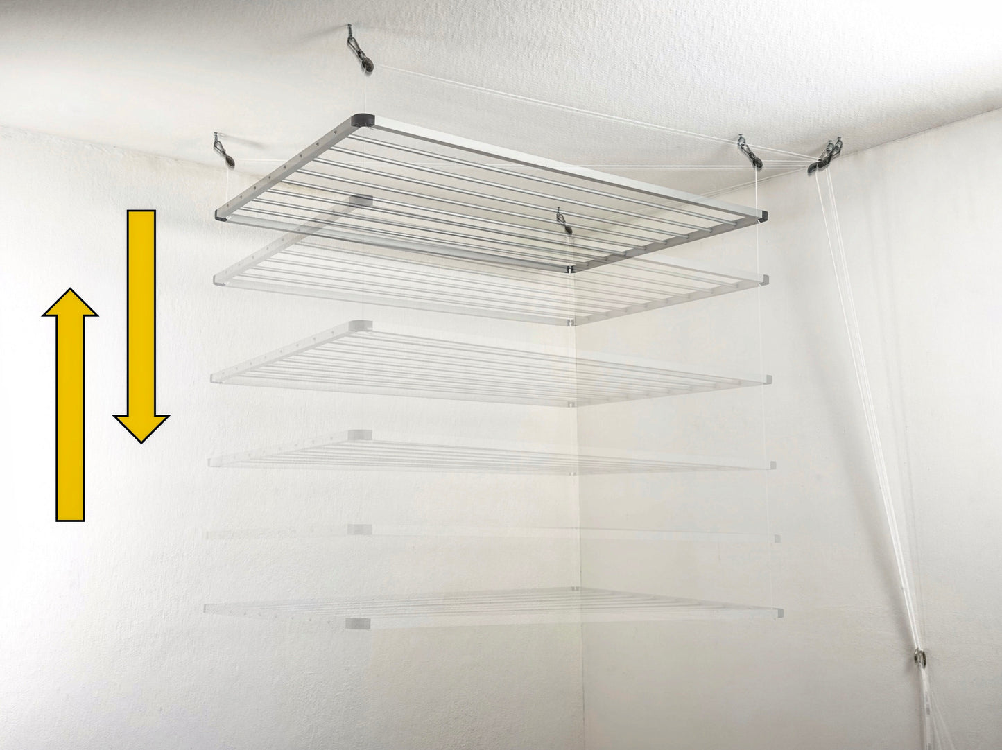 DRY-SMART LIFT    |    Wäschetrockner für die Decke mit 8 Alustangen