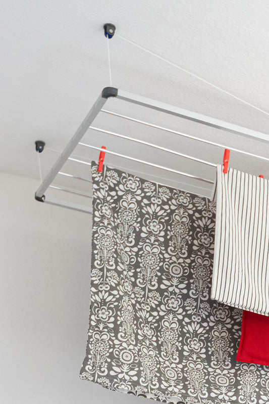 Dry-Smart Flex Séchoir à Linge de Plafond - Extensible - pour la Baignoire,  Le Balcon, l'intérieur et l'extérieur - Gain de Place - Facile à Fixer au  Plafond 100-160 cm : 